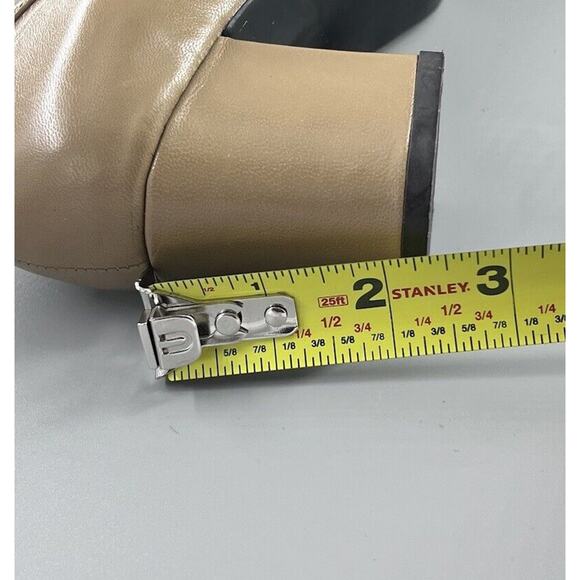 Ann Kristal Size 7.5M Leather Square Toe Nude Tan Block Heel Shoes - Picture 9 of 9